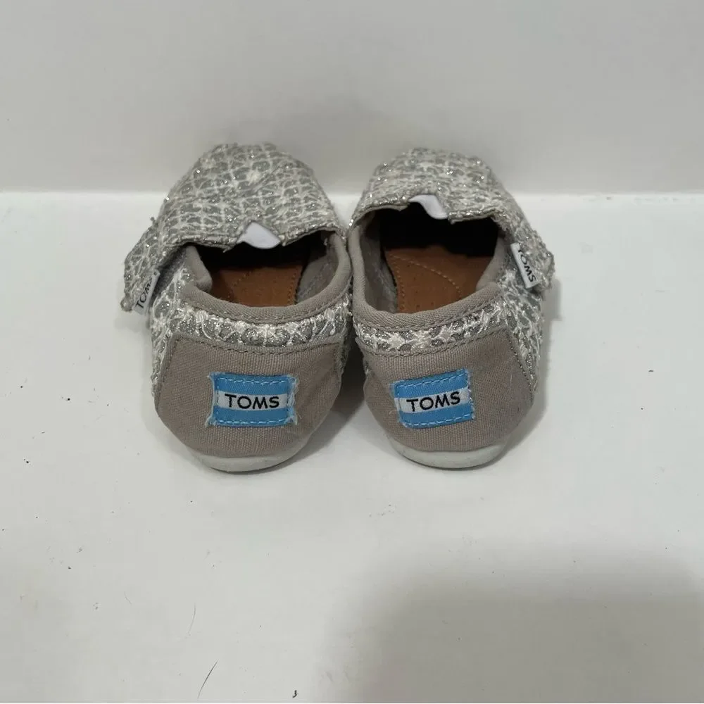 Toms Silver Glitter Slide On Canvas Loafers